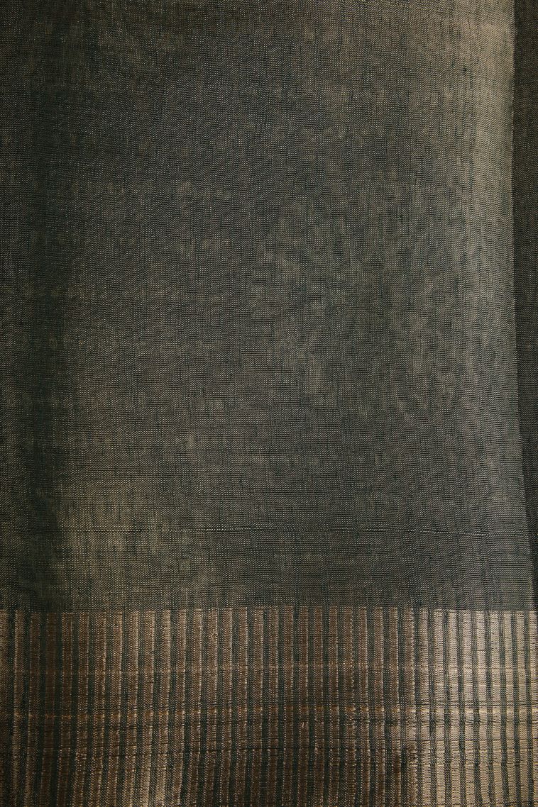 Bottle Green Semi Raw Silk Printed with Gold Zari Bandhani / Tie Dye view 3
