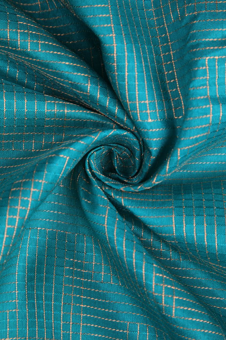 Sky Blue Raw Silk Sarees with Gold Zari Geometric Shapes view 4