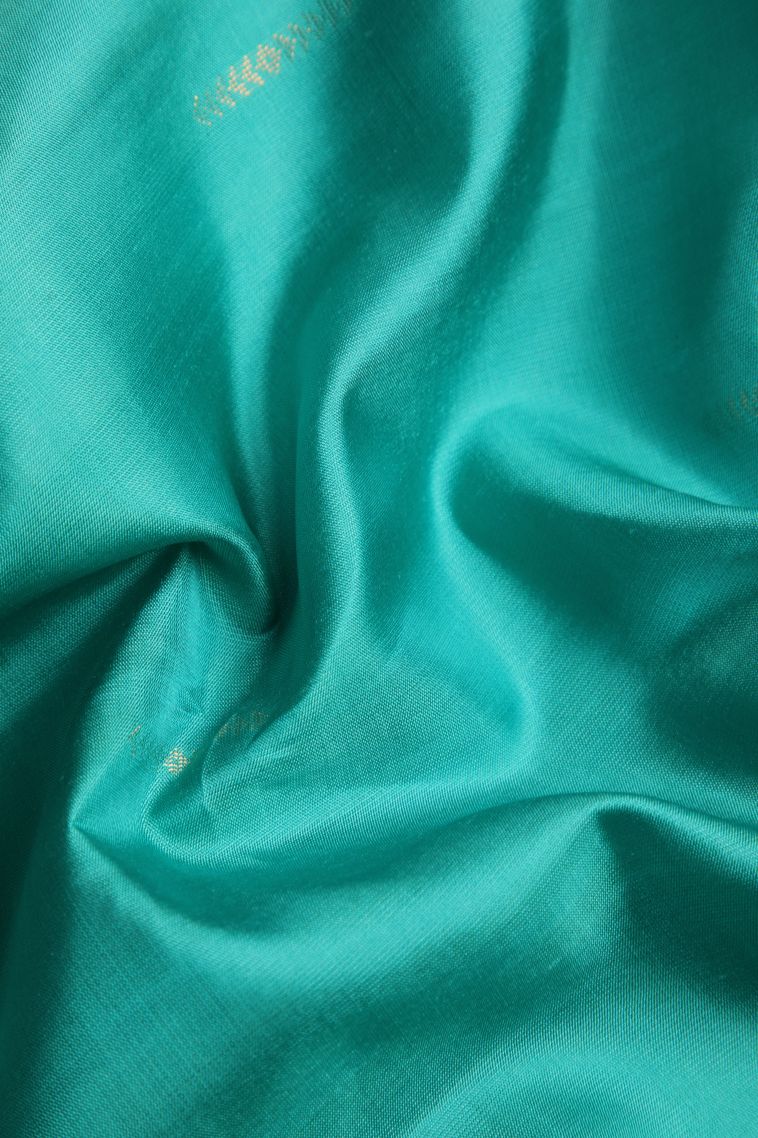 Sapphire Blue Soft Silk Saree with Gold Zari Raindrops Model view 4