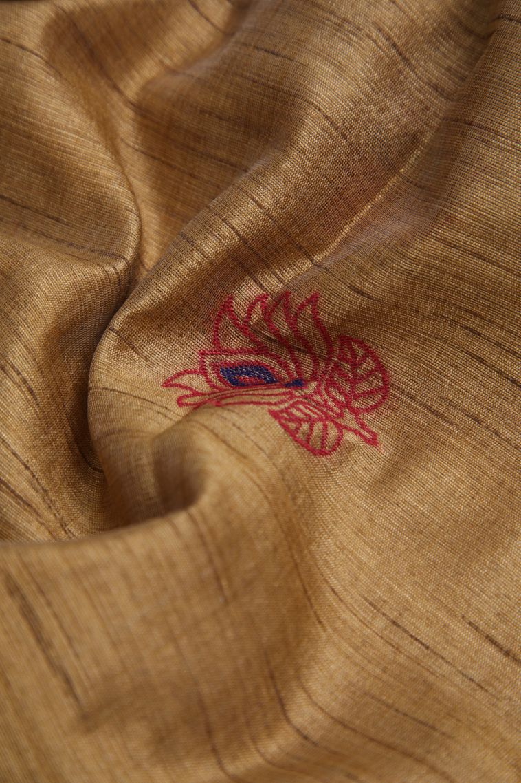 Tortilla Brown Tussar Saree with Without Zari Zari Floral Patterns view 4