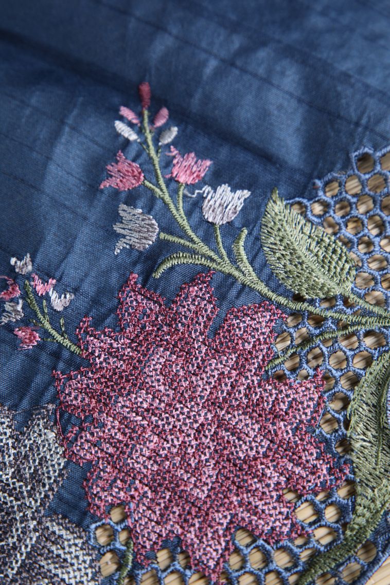 Aegean Blue Semi Tussar Silk with Without Zari Zari Floral Patterns view 4