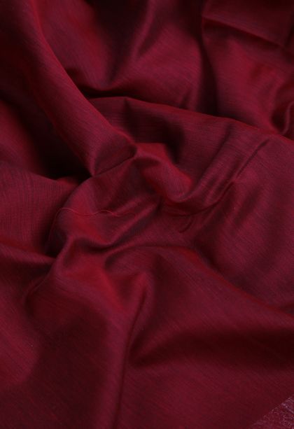 Apple Red Chanderi Cotton Sarees with Gold Zari Plain