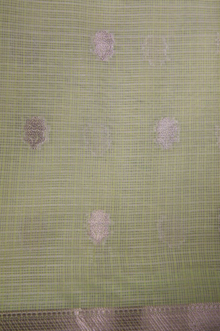 Olive Green Manipuri Cotton Sarees with Without Zari Zari Floral Patterns view 3