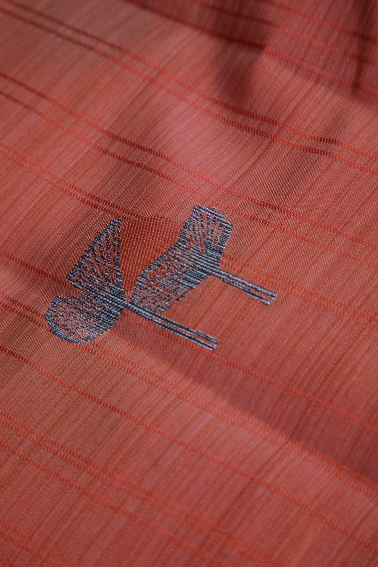 Dawn Red Raw Silk Sarees with Without Zari Zari Floral Patterns view 4