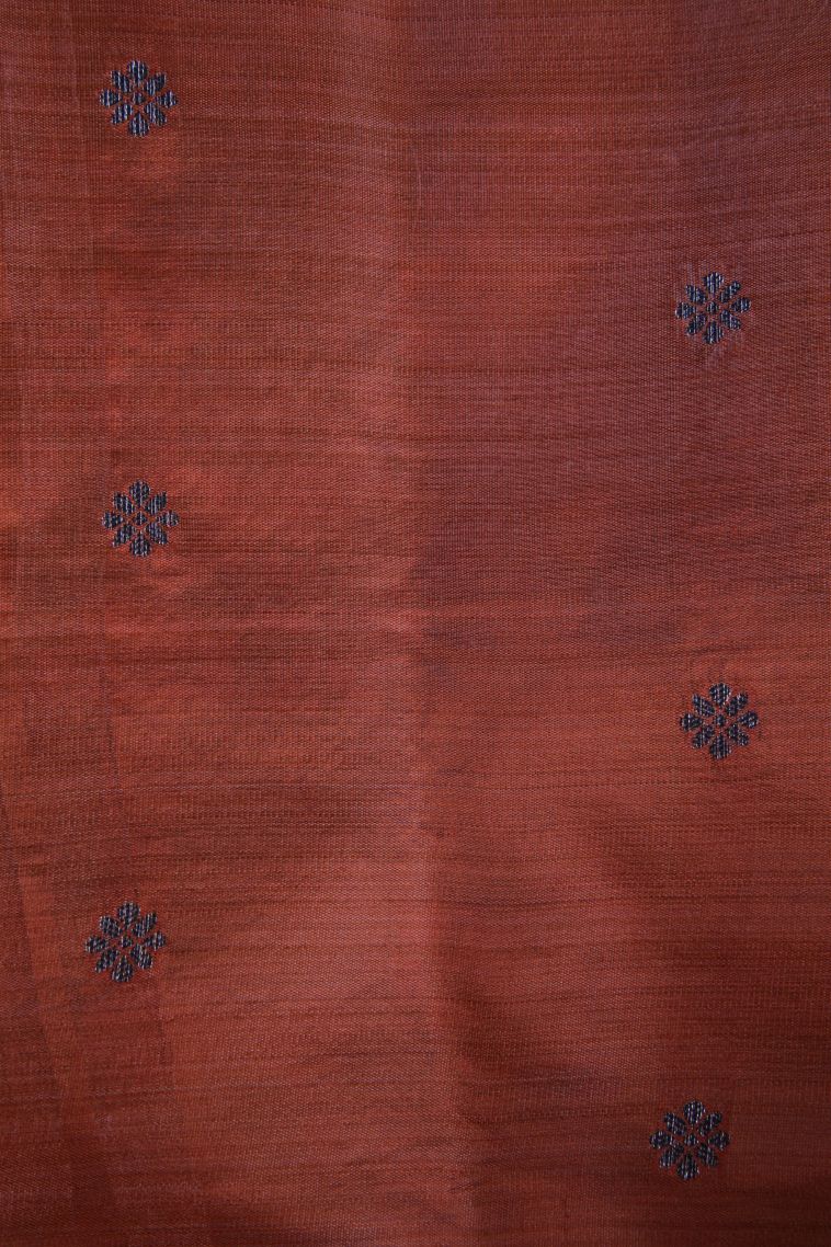 Dawn Red Raw Silk Sarees with Without Zari Zari Floral Patterns view 3