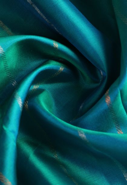 Cerulean Blue Soft Silk Saree with Gold Zari Stripes