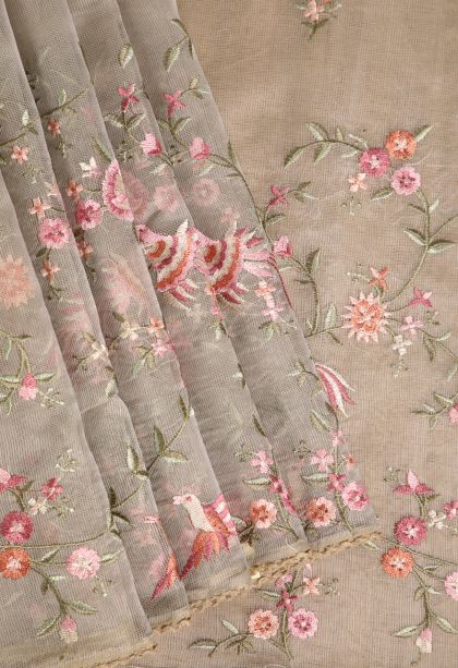 Lace White Manipuri Cotton Sarees with Multy Colour Zari Floral Patterns