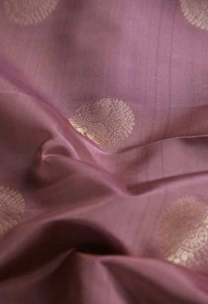 Blush Red Soft Silk Saree with Gold Zari Ganda Berunda