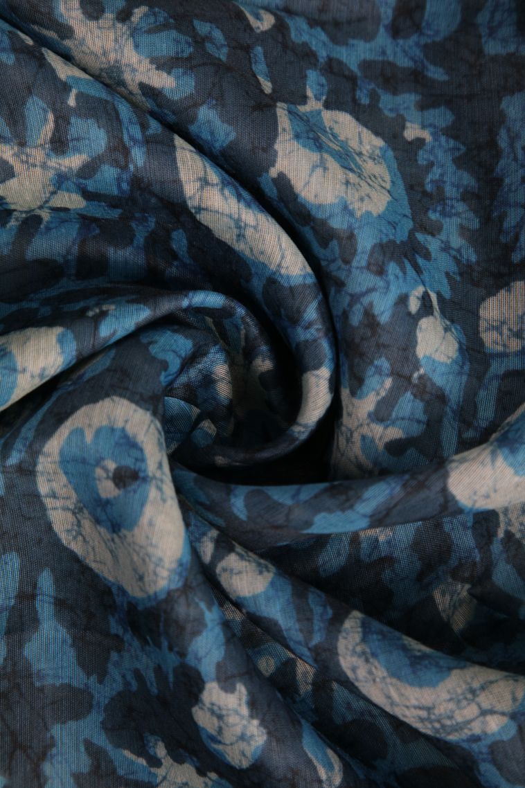 Cerulean Blue Fancy Saree with Without Zari Zari Floral Patterns view 4