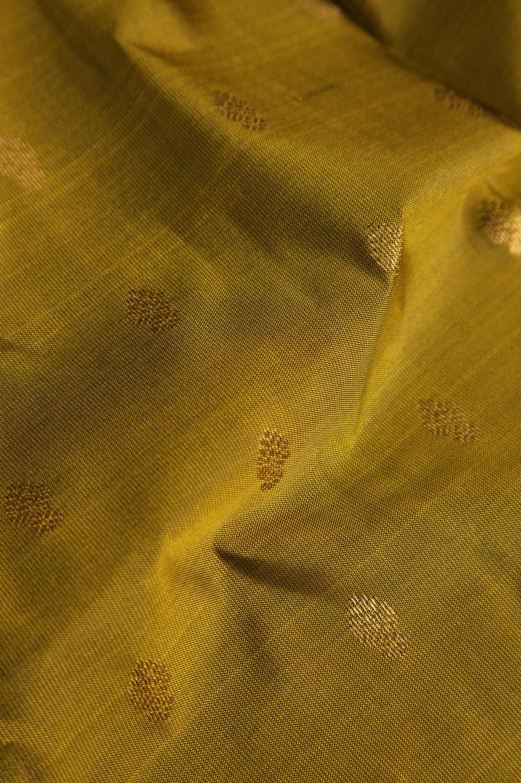 Juniper Green Soft Silk Saree with Gold Zari Buttis (small Dots Or Motifs) view 4