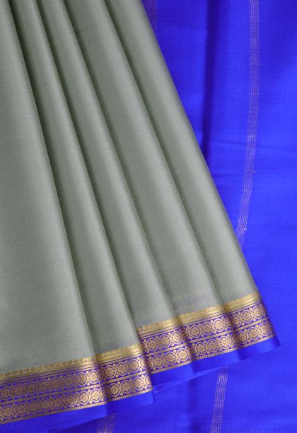 Sage Green Mysore Silk with Gold Zari Plain
