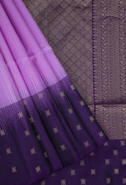Lavender Purple Soft Silk Saree with Gold Zari Stripes