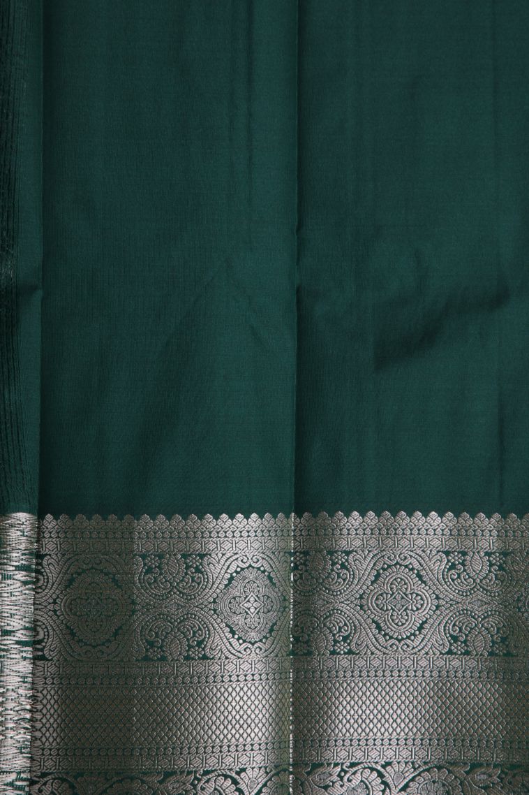 Tawny Brown Visiri Madippu Silk Sarees with Silver Zari Floral Patterns view 3