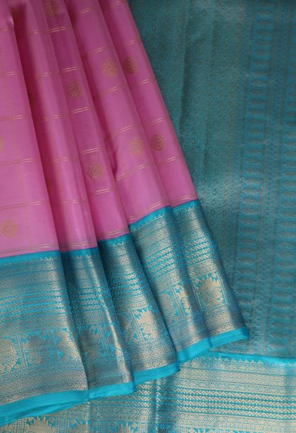 Taffy Pink Soft Silk Saree with Gold Zari Buttis (small Dots Or Motifs)