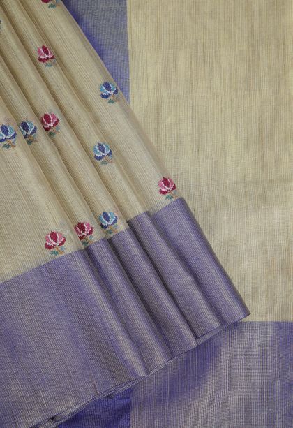 Sand Yellow Tissue Silk Sarees with Without Zari Zari Floral Patterns