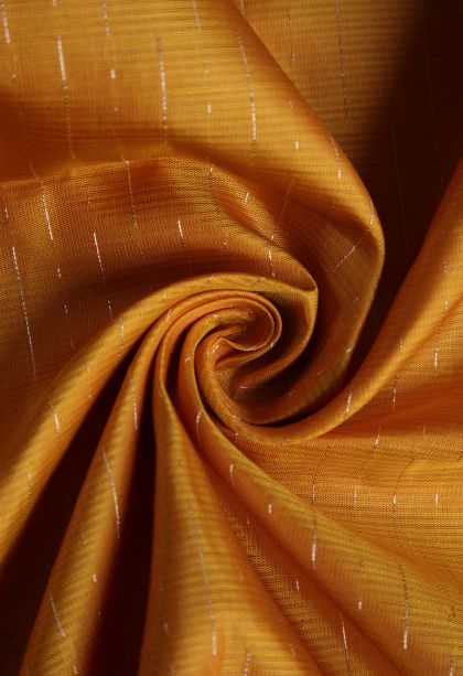 Honey Orange Soft Silk Saree with Gold Zari Stripes
