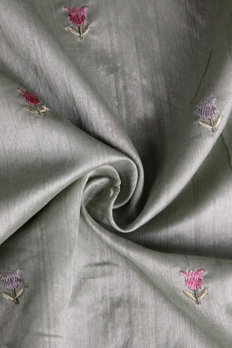 Davy Black Semi Tussar Silk with Without Zari Zari Floral Patterns view 4