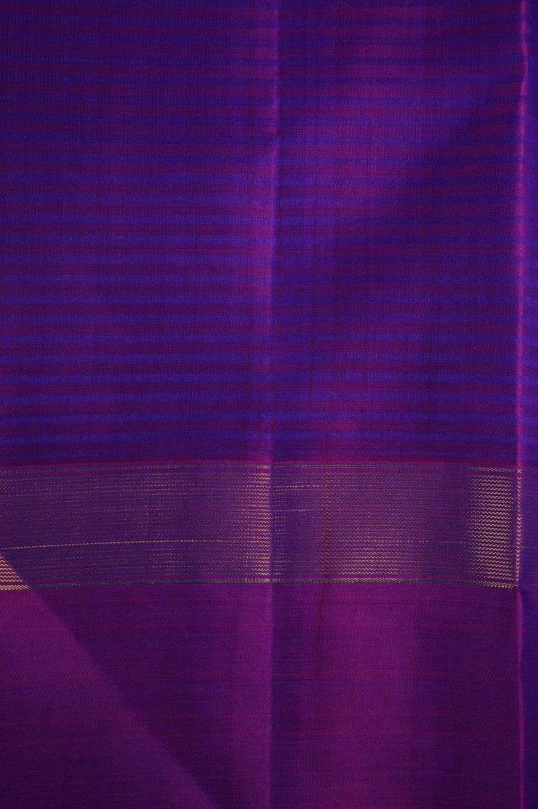 Lapis Blue Kanchipuram Silk Sarees with Gold Zari Manga view 3