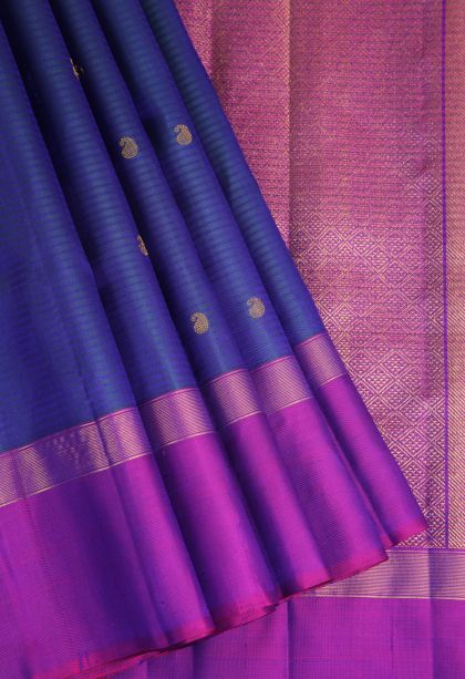 Lapis Blue Kanchipuram Silk Sarees with Gold Zari Manga