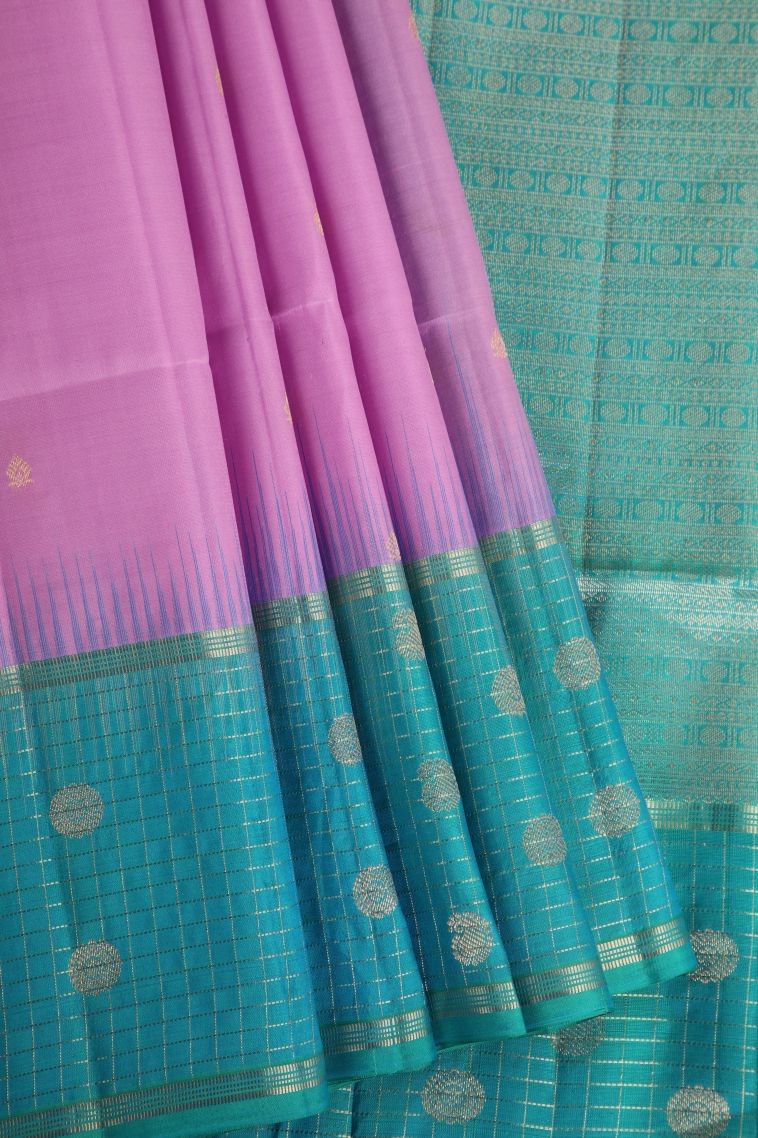 Lean Pink Soft Silk Saree with Gold Zari Buttis (small Dots Or Motifs) view 1