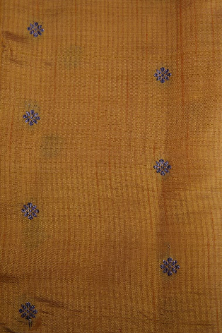 Gold Raw Silk Sarees with Without Zari Zari Floral Patterns view 3