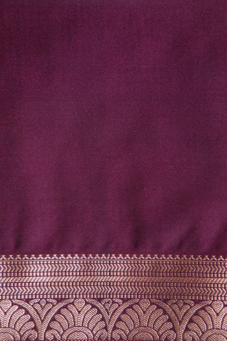Granite Black Soft Silk Saree with Copper Zari Geometric Shapes view 3