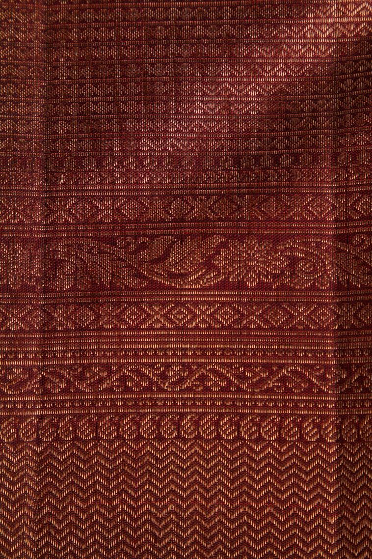 Bindi Red Kanchipuram Silk Sarees with Gold Zari Geometric Shapes view 3