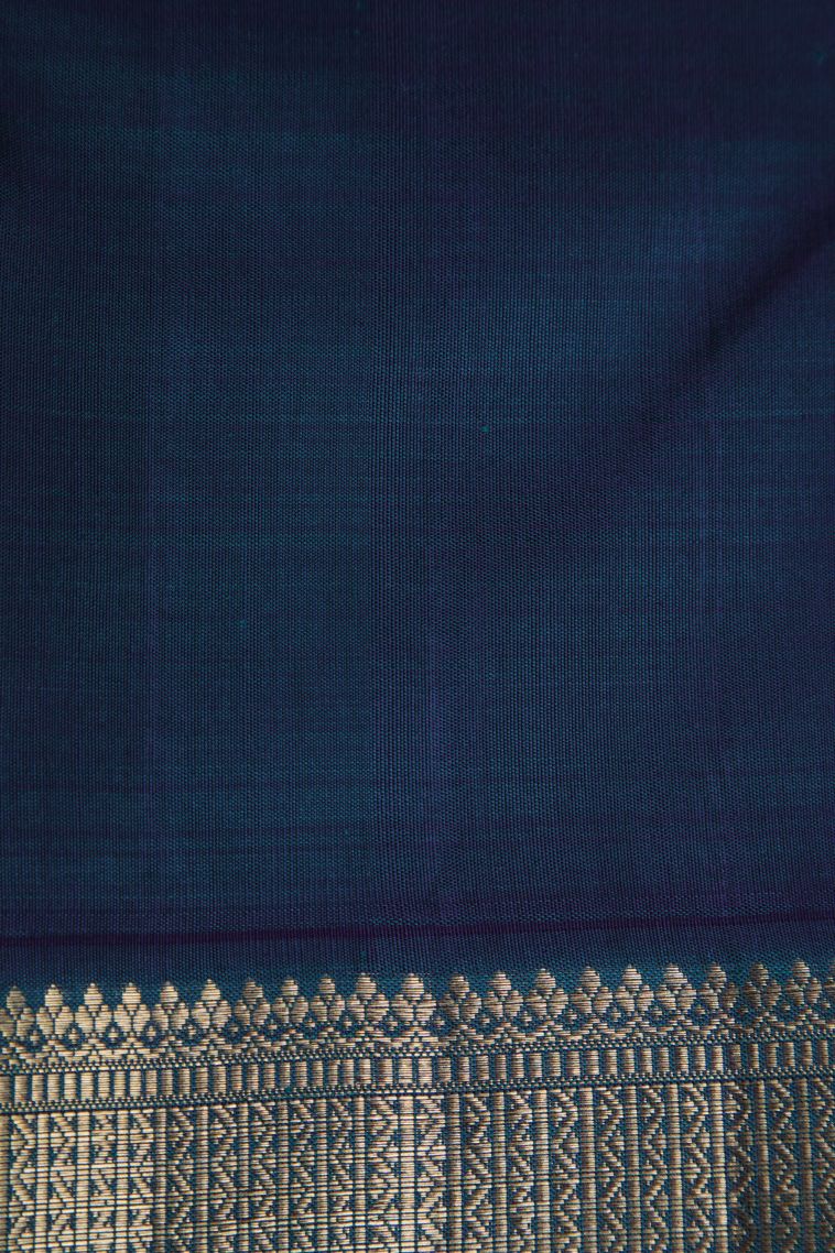 Rose  Red Kanchipuram Silk Sarees with Gold Zari Peacock Motifs view 3
