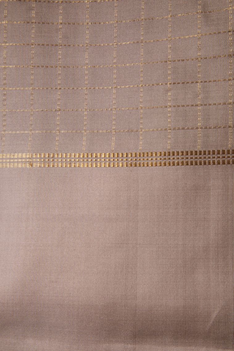 Carob Brown Soft Silk Saree with Gold Zari Raindrops Model view 3