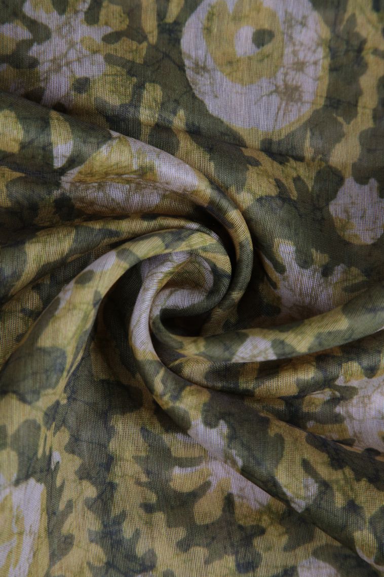 Pickle Green Fancy Saree with Without Zari Zari Floral Patterns view 4