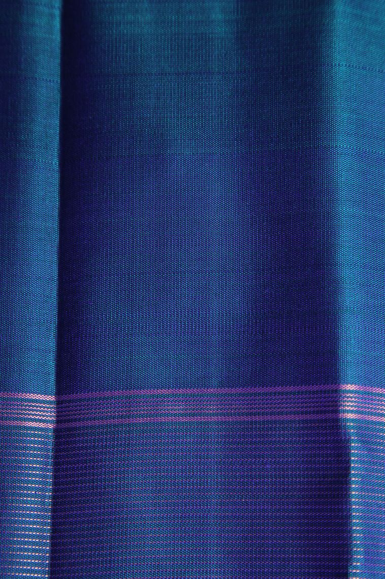 Berry Blue Kanchipuram Silk Sarees with Gold Zari Checks And Puttas view 3