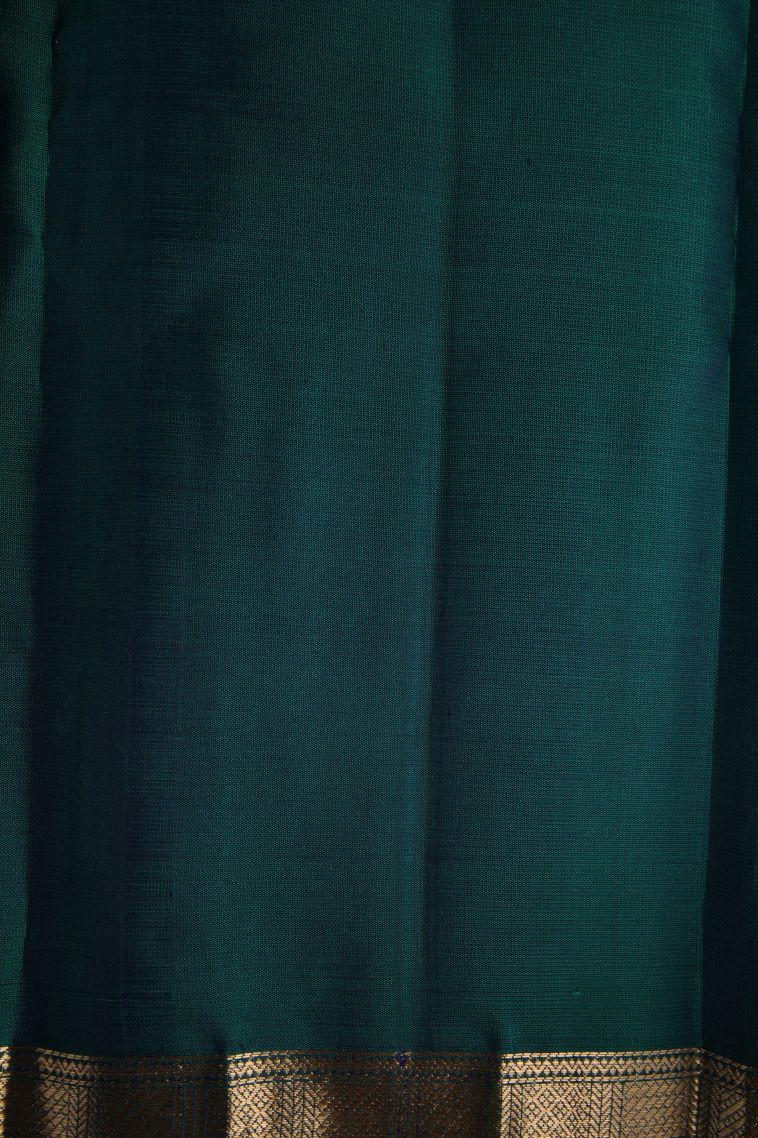 Ocean Blue Soft Silk Saree with Gold Zari Buttis (small Dots Or Motifs) view 3