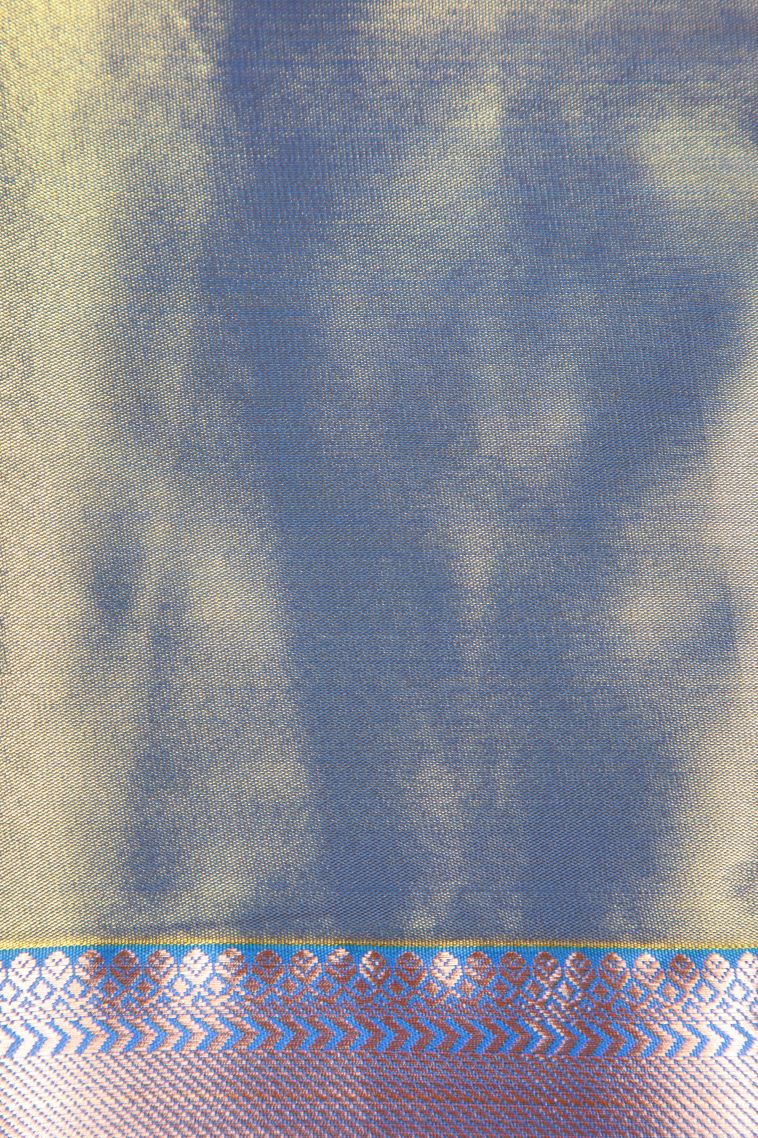 Sepia Yellow Visiri Madippu Silk Sarees with Copper Zari Floral Patterns view 3