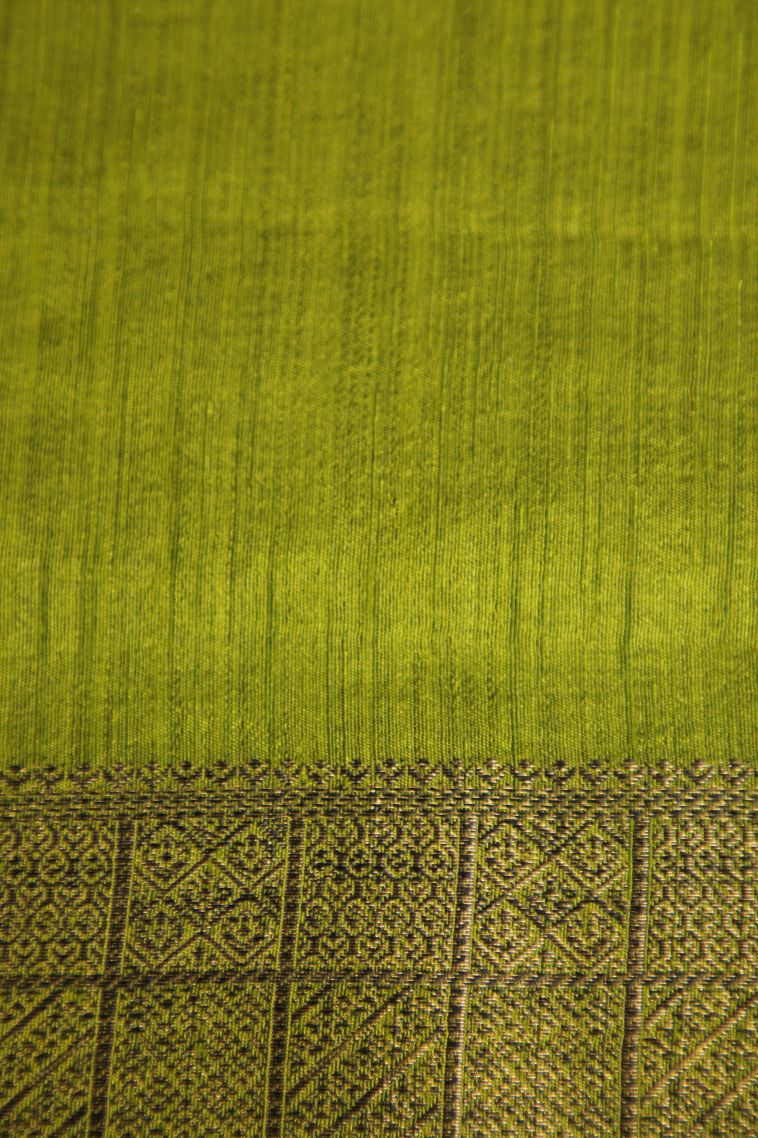 Cerulean Blue Semi Tussar Silk with Gold Zari Plain view 3