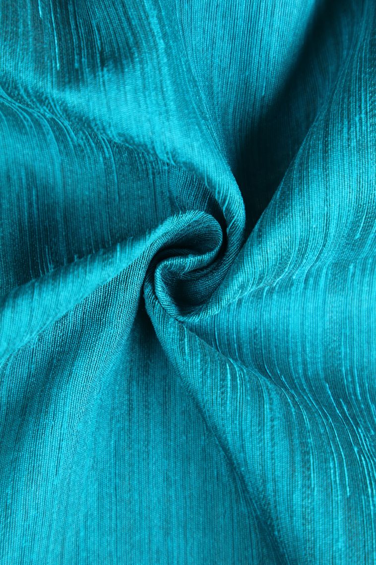 Cerulean Blue Semi Tussar Silk with Gold Zari Plain view 4