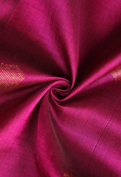 Magenta Purple Silk Cotton with Gold Zari Buttis (small Dots Or Motifs)