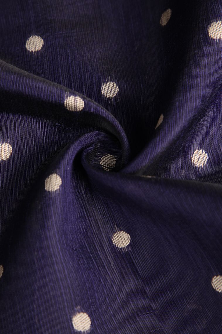 Indigo Blue Semi Tussar Silk with Without Zari Zari Buttis (small Dots Or Motifs) view 4