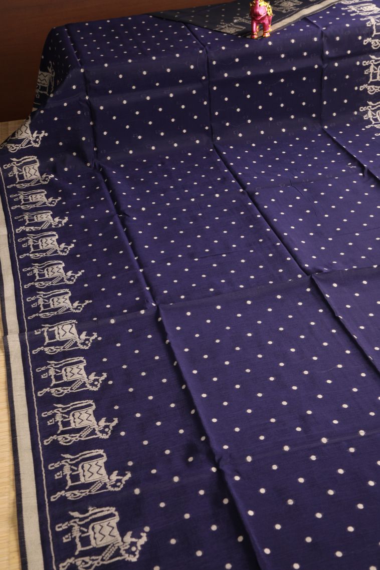 Indigo Blue Semi Tussar Silk with Without Zari Zari Buttis (small Dots Or Motifs) view 2
