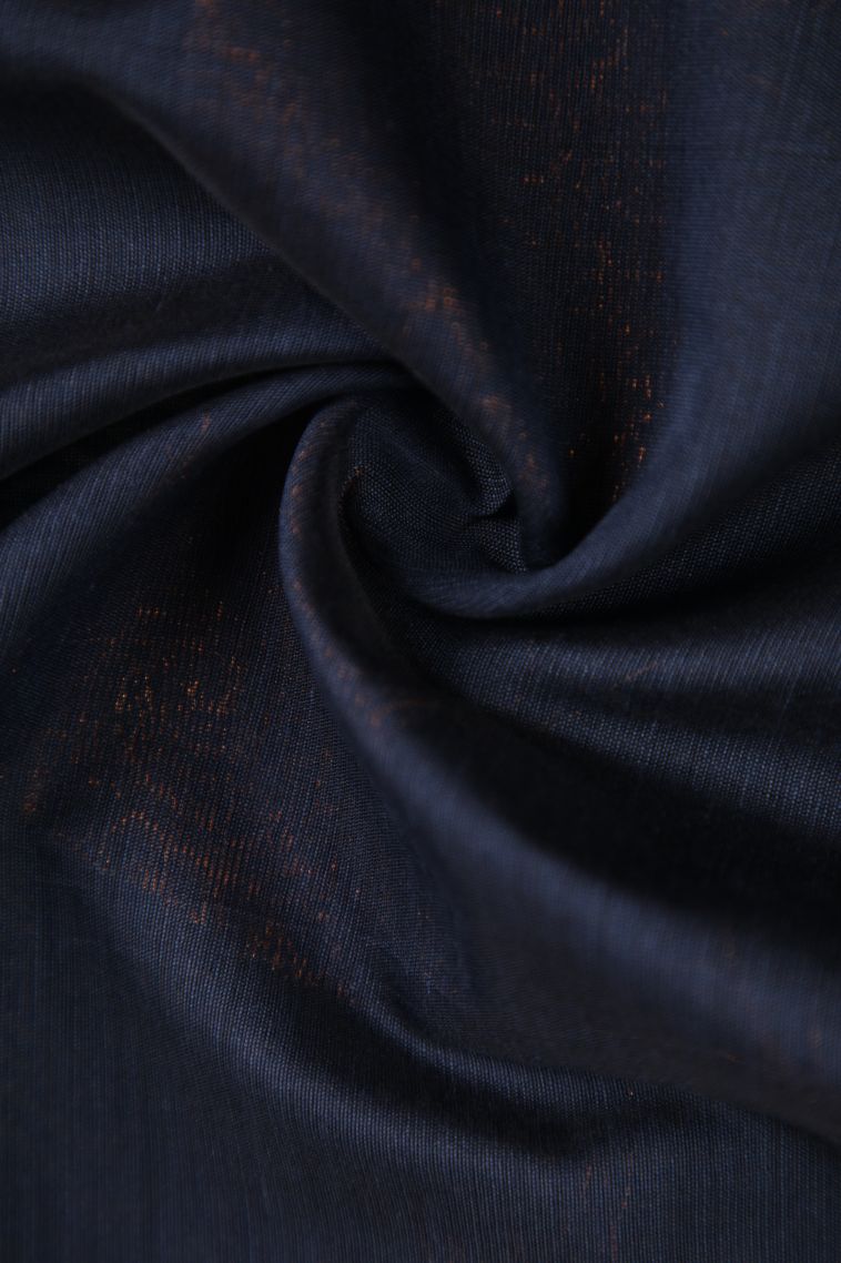 Berry Blue Silk Cotton with Gold Zari Floral Puttas view 4