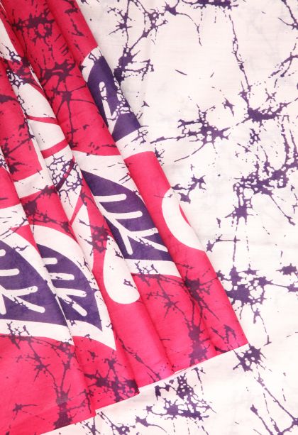 Hot Pink Cotton Sarees with Without Zari Zari Floral Patterns