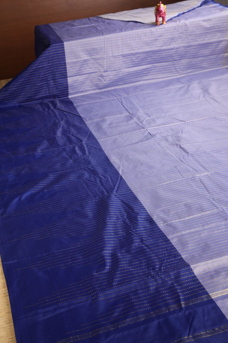 Indigo Blue Soft Silk Saree with Gold Zari Vaira Oosi view 2