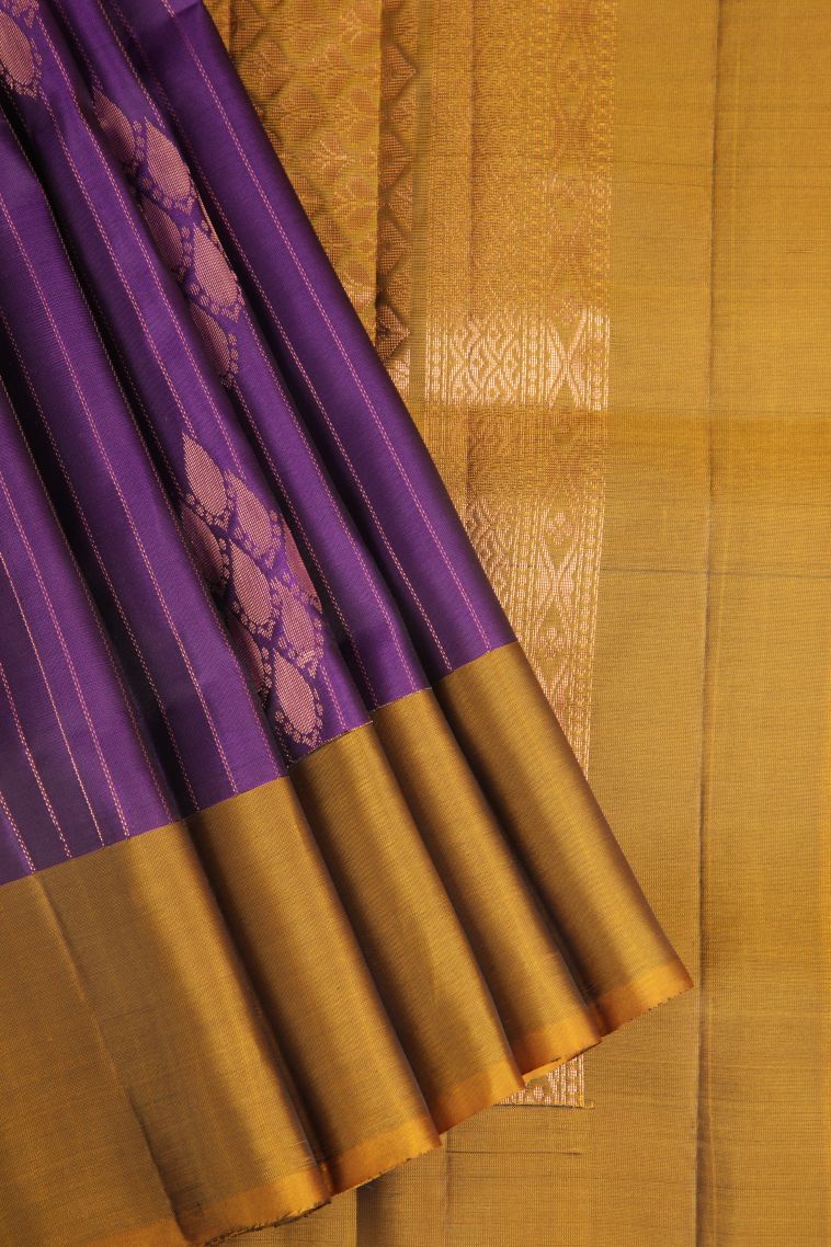 Viola Purple Soft Silk Saree with Copper Zari Buttis (small Dots Or Motifs) view 1