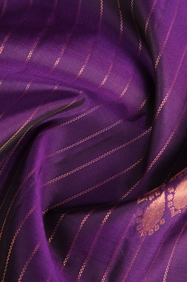 Viola Purple Soft Silk Saree with Copper Zari Buttis (small Dots Or Motifs) view 4
