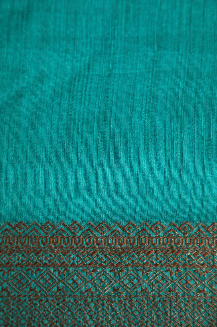 Rose  Red Semi Tussar Silk with Gold Zari Plain view 3