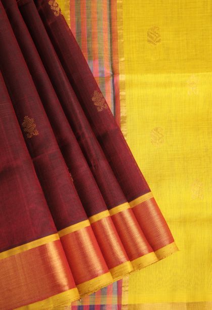 Bindi Red Silk Cotton with Gold Zari Buttis (small Dots Or Motifs)