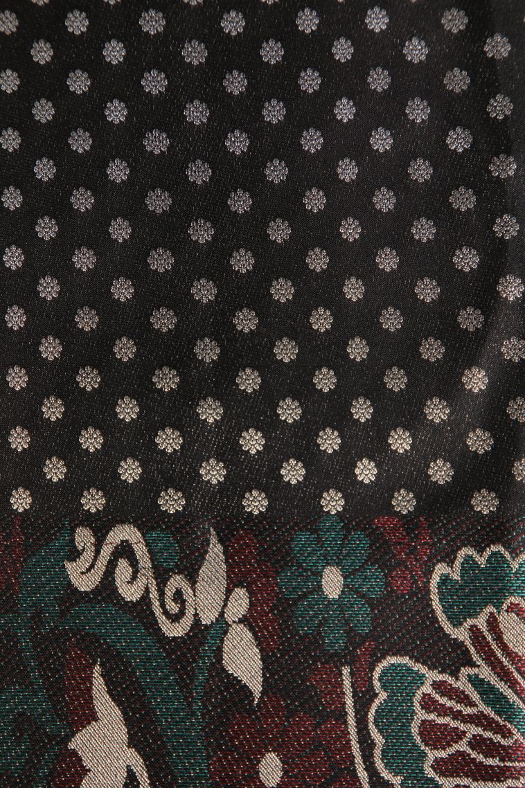 Asphalt Black Kanchipuram Silk Sarees with Silver Zari Butterfly Butta view 3
