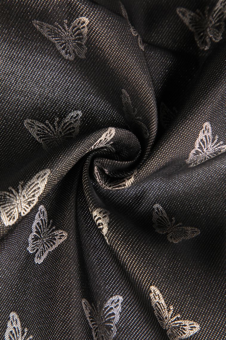 Asphalt Black Kanchipuram Silk Sarees with Silver Zari Butterfly Butta view 4