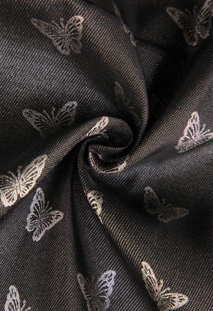 Asphalt Black Kanchipuram Silk Sarees with Silver Zari Butterfly Butta