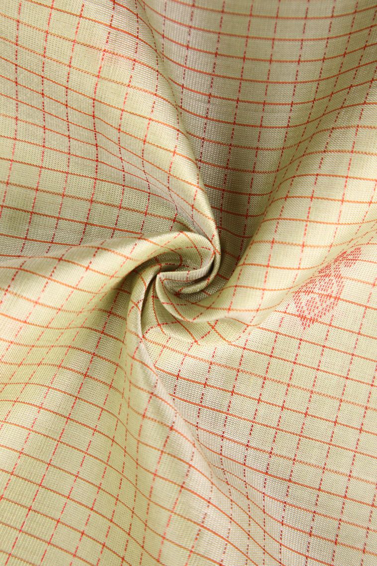 Cream White Soft Silk Saree with Copper Zari Floral Patterns view 4