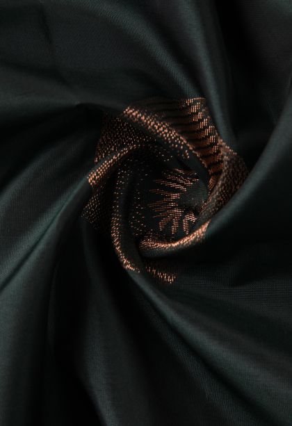Basil Green Soft Silk Saree with Copper Zari Circle Mottif